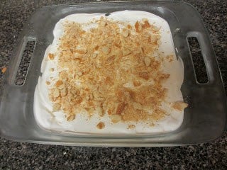It's nice and cool and hits the spot! For all of the banana cream pie lovers out there, this is the dessert for you! Nilla Wafers Banana Cream Dessert in a clear baking pan.