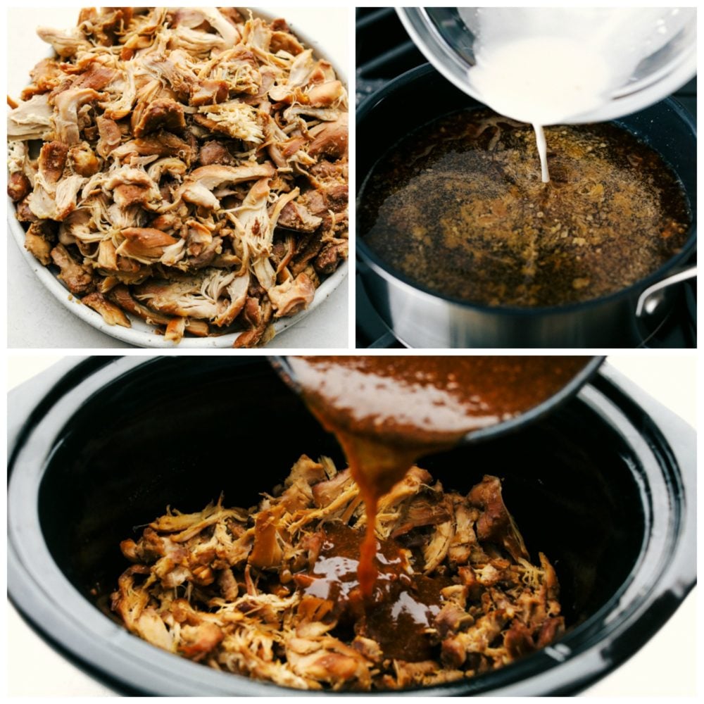 Slow Cooker Teriyaki Chicken is a simple saucy, sweet and tangy chicken served over tender long grain rice that truly satisfies. The aroma that will fill your kitchen will make your mouth water all day, the hardest part of this will be waiting till it's done. It's so simple and so flavorful, it'll become a standard in your recipe rotation. Making Slow Cooker Teriyaki Chicken with sauce.
