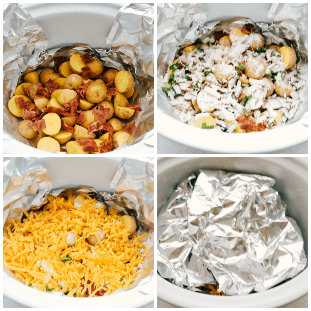 Perfectly tender and packed with flavor. All of the flavors combined with cheese and bacon to create these perfectly tender and delicious potatoes. Photos of the process of making slow cooker cheesy bacon ranch potatoes.