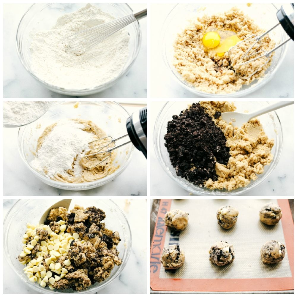 White Chocolate Oreo Cookies are perfectly soft and chewy cookies loaded with slightly melted white chocolate chips and crushed Oreo cookies. These are warm and delicious cookies with just the right amount of sweetness!ย The processor making white chocolate oreo cookies.