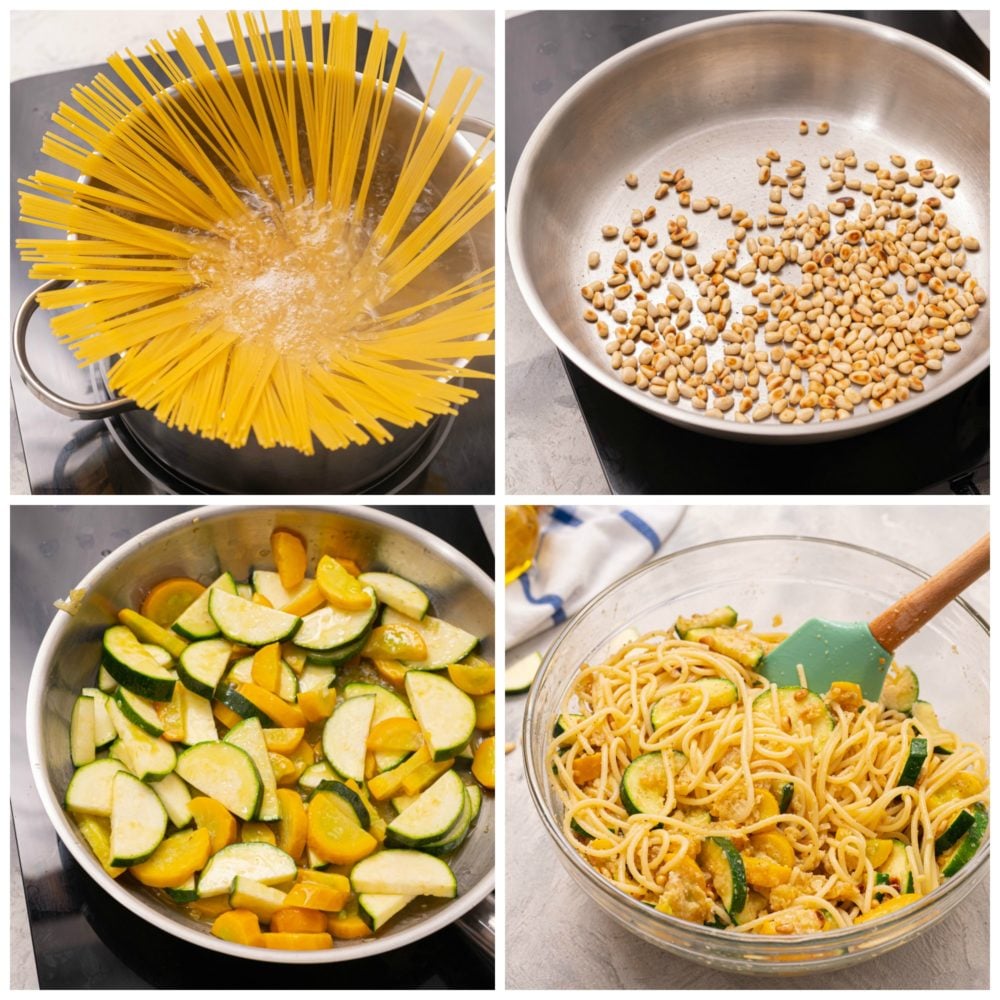 Summer squash lemon spaghetti is an amazing vegetable pasta recipe that is so simple, but also so completely satisfying! The flavors are bright and fresh and the fragrance is soooo vibrant! Everyone in the house will be coming to the kitchen to find out what you are cooking! Steps to make summer squash lemon spaghetti.