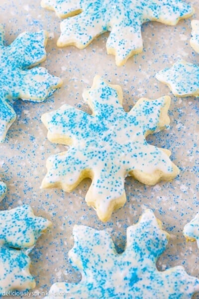 Eggnog Cut Out Cookies Eggnog Cut Out Cookies shaped like snowflakes.