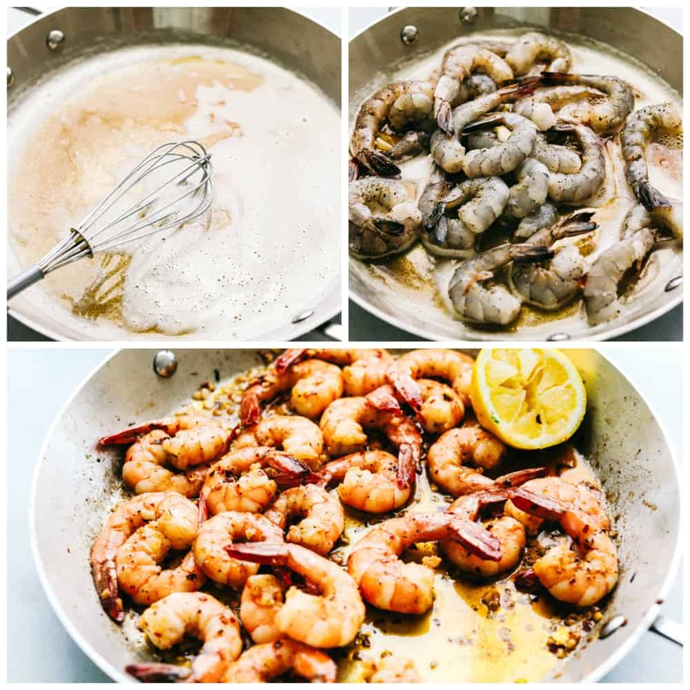 Brown Butter Spicy Garlic Shrimp is an incredibly easy meal that is ready in under 10 minutes! The brown butter flavor is so luxurious over the spicy garlic shrimp. It will wow your family! How to make brown butter spicy garlic shrimp
