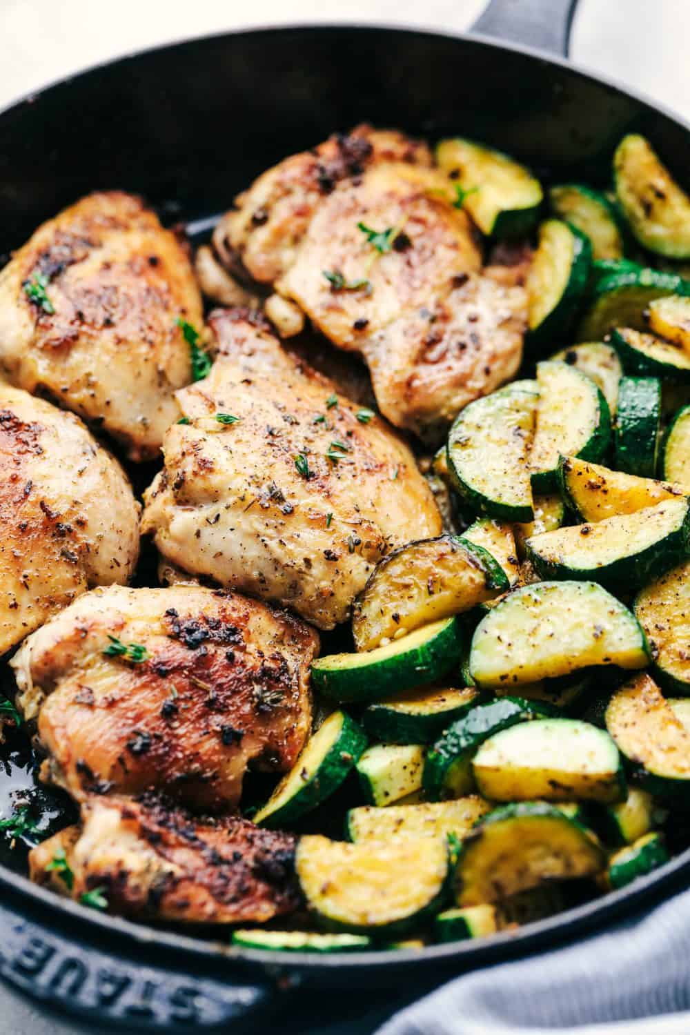 Buttery Garlic Herb Chicken with Zucchini is an easy 30 minute meal that has tender and juicy chicken cooked in a buttery garlic herb sauce with zucchini. This dish is cooked with fresh herbs and is incredible! Buttery Garlic Herb Chicken with Zucchini 3