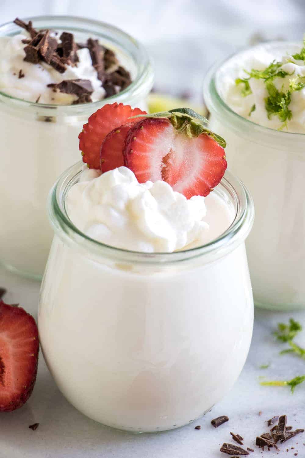 Coconut Mousse. ย This fluffy coconut mousse comes together quick and easy and is loaded with cold coconut flavor! ย Top with your favorite toppings and it's the perfect summer dessert!