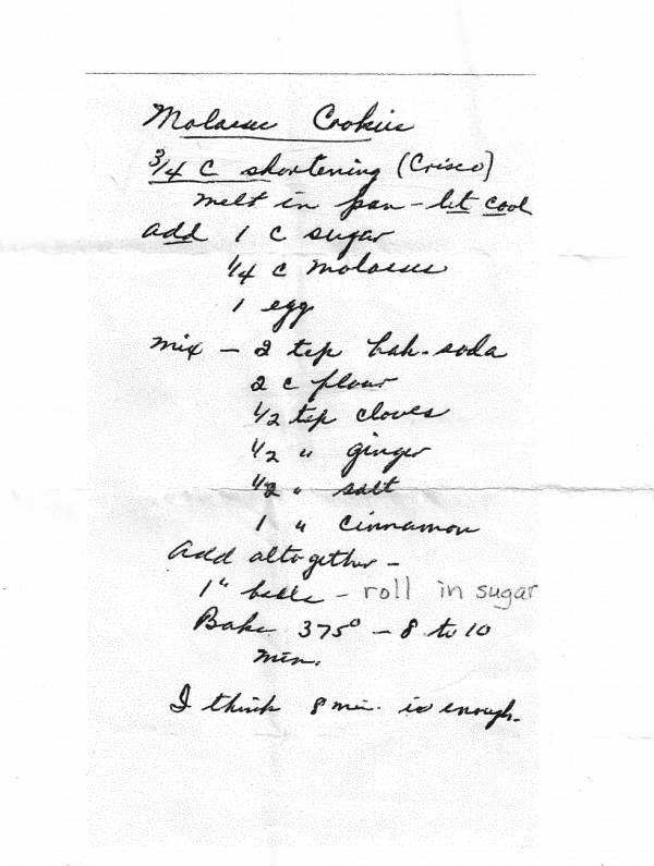 Best Ever Molasses Cookies have a slightly crisp sugar coated edge and a soft and chewy center. These are the perfect holiday cookie! Handwritten recipe for molasses cookies.