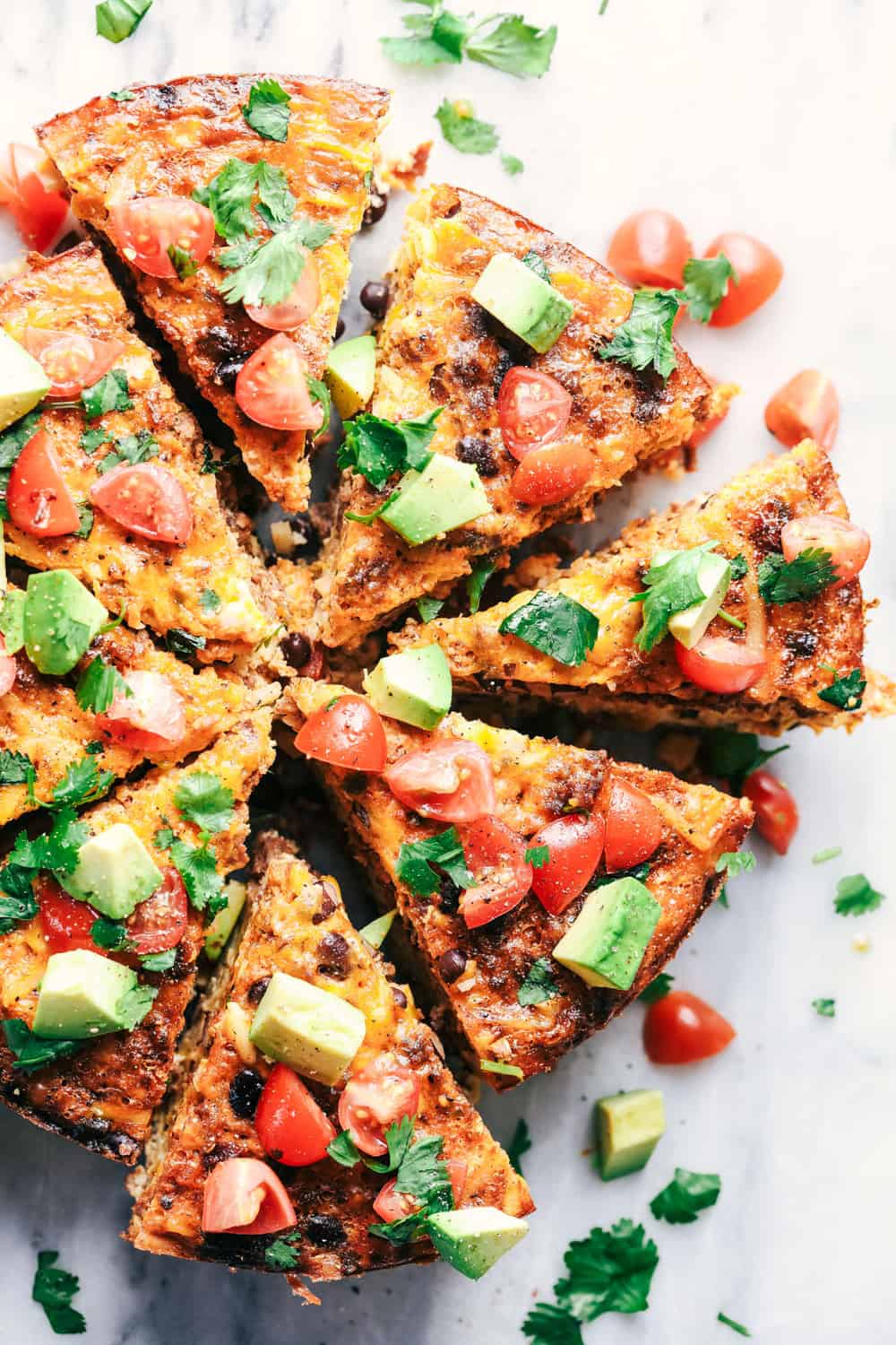 Mexican Egg Casserole. Mexican Egg Casserole cut in slices.