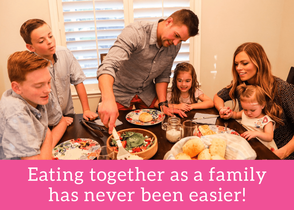 Eating together as a family has never been easier! A photo of Alyssa's family to promote the tried and true challenge: Eating together as a family has never been easier!
