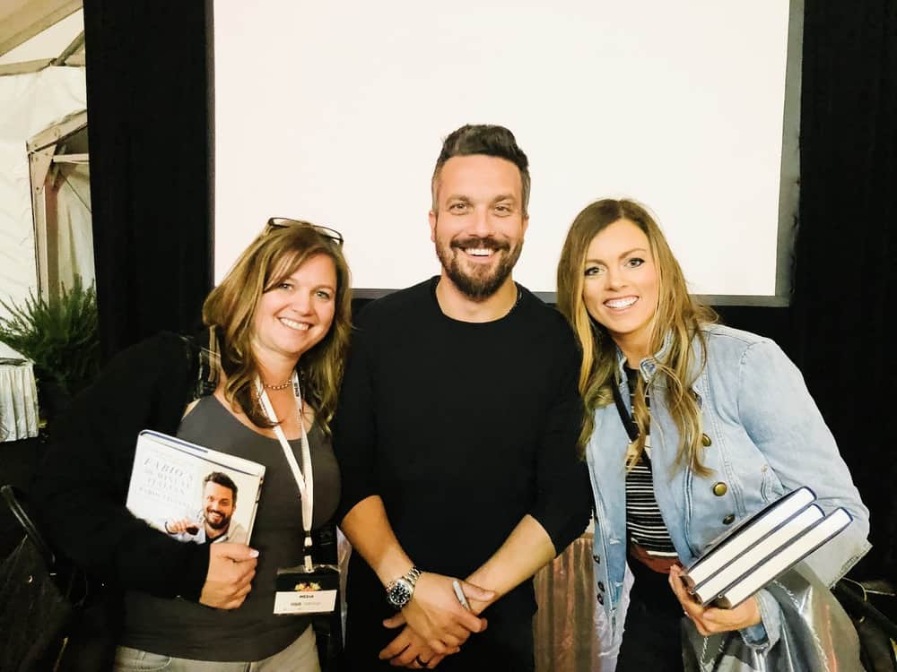 10-minute pesto pasta is made with fresh basil, parmesan, pine nuts, and olive oil. It brings incredible flavor to your pasta dish and is ready in no time at all!ย Alyssa taking a picture with Fabio Viviani.