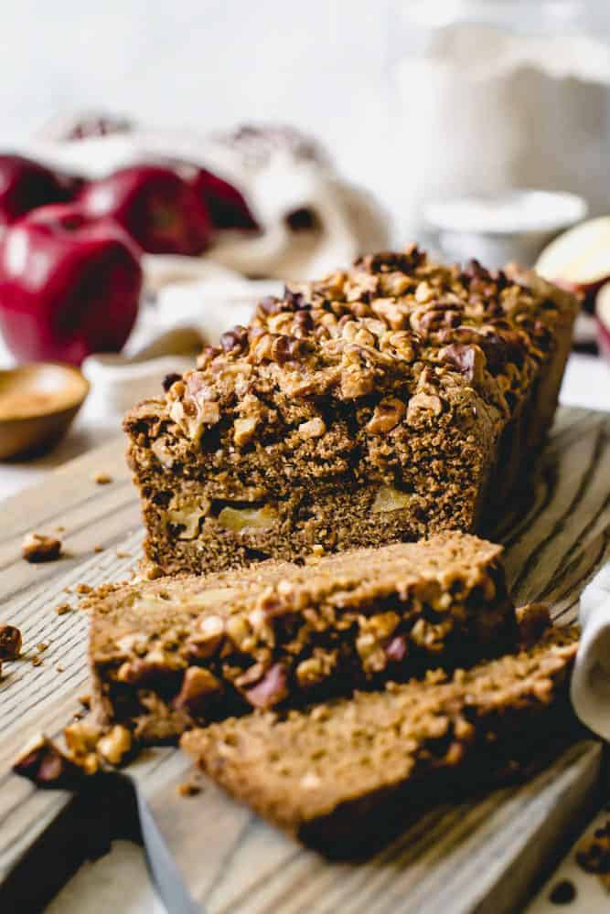 This densely soft Cinnamon Apple Bread is filled with fall flavor and packed with sweetened apples and walnuts. Serve this easy-to-make treat with breakfast or for a snack. cinnamon apple bread