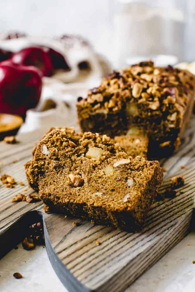 This densely soft Cinnamon Apple Bread is filled with fall flavor and packed with sweetened apples and walnuts. Serve this easy-to-make treat with breakfast or for a snack. cinnamon apple bread