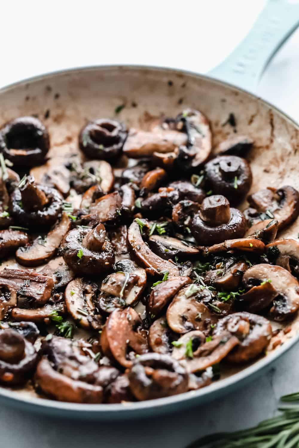 Buttery Herb Sautéed Mushrooms are tender mushrooms coated in a seasoned mixture that are sautéed until they are tender in a buttery herb sauce. The perfect side dish to any meal! buttery herb sautéed mushrooms