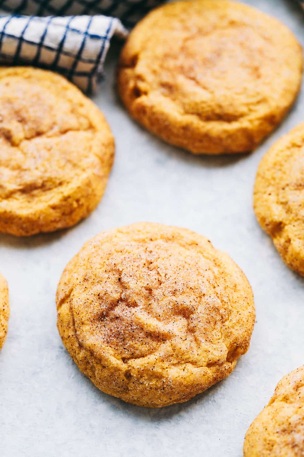 Soft and Puffy Pumpkin Snickerdoodles are made with real pumpkin, fall seasonal spices mixed together and rolled with pumpkin pie spice and aย touch of sugar to add that extra sweetness and fallย flavor! This are a MUST make this fall season! soft and puffy pumpkin snickerdoodles baked