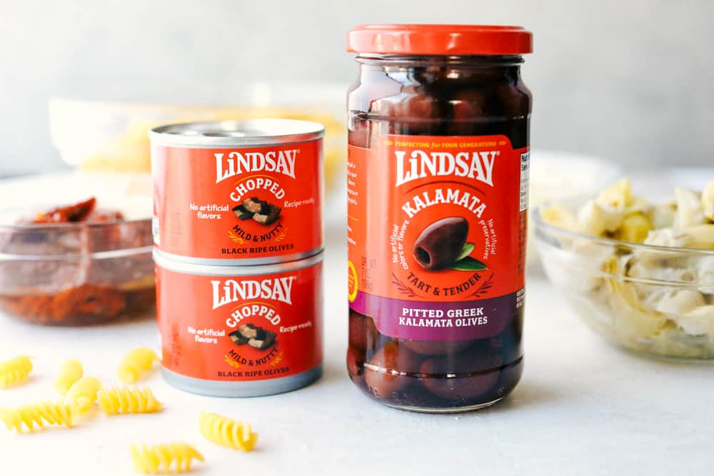 This Turkey Mediterranean Casserole features artichokes, fusilli pasta, sun dried tomatoes and Lindsay® Kalamata Olives baked in a red tomato sauce and topped with Lindsay® Chopped Black Olives. Simple, delicious ingredients in 30 minutes! Lindsay Olives in their jars