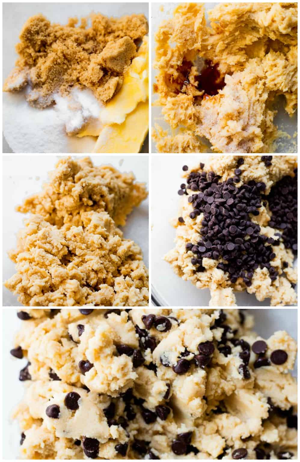 This edible cookie dough will definitely hit the spot. No need to steal those risky bites of cookie dough anymore, make an entire bowl of this safe to eat cookie dough! The process of making edible chocolate chip cookie dough.
