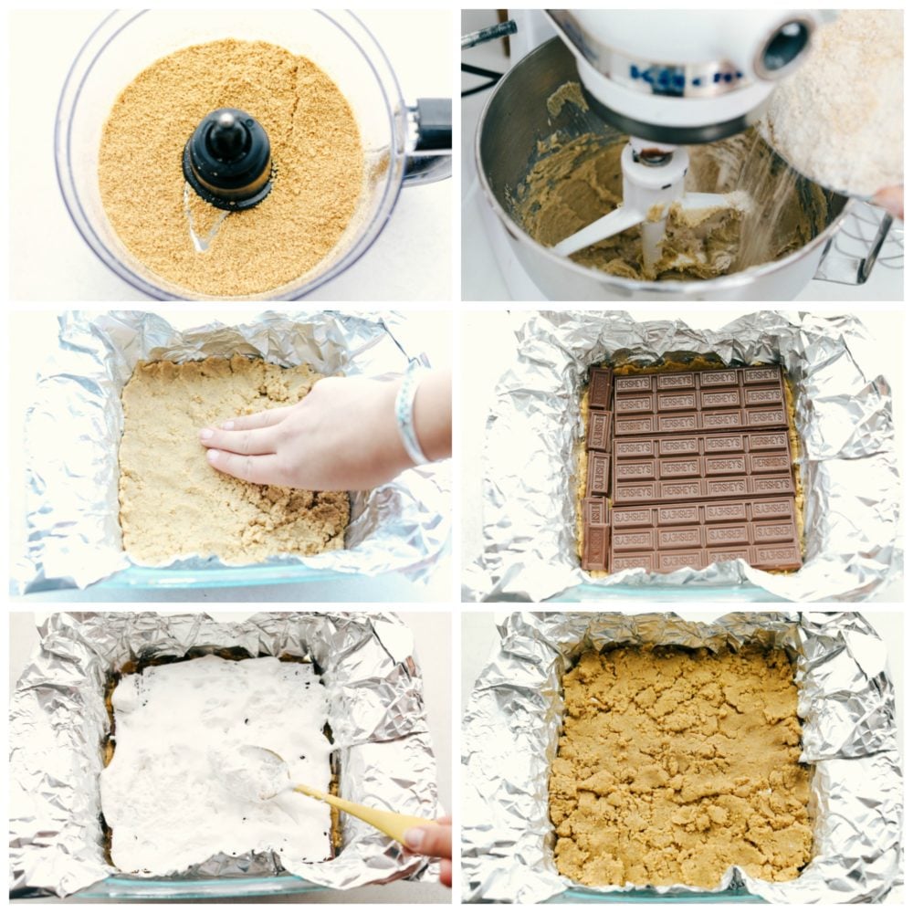 Ooey Gooey S'mores Bars are a delicious treat inspired by campfire s'mores with melty marshmallow, a buttery graham cracker crust, and a rich-sweet chocolate.ย These satisfying and easy to make bars are irresistible! Steps to make Ooey Gooey S'mores bars.