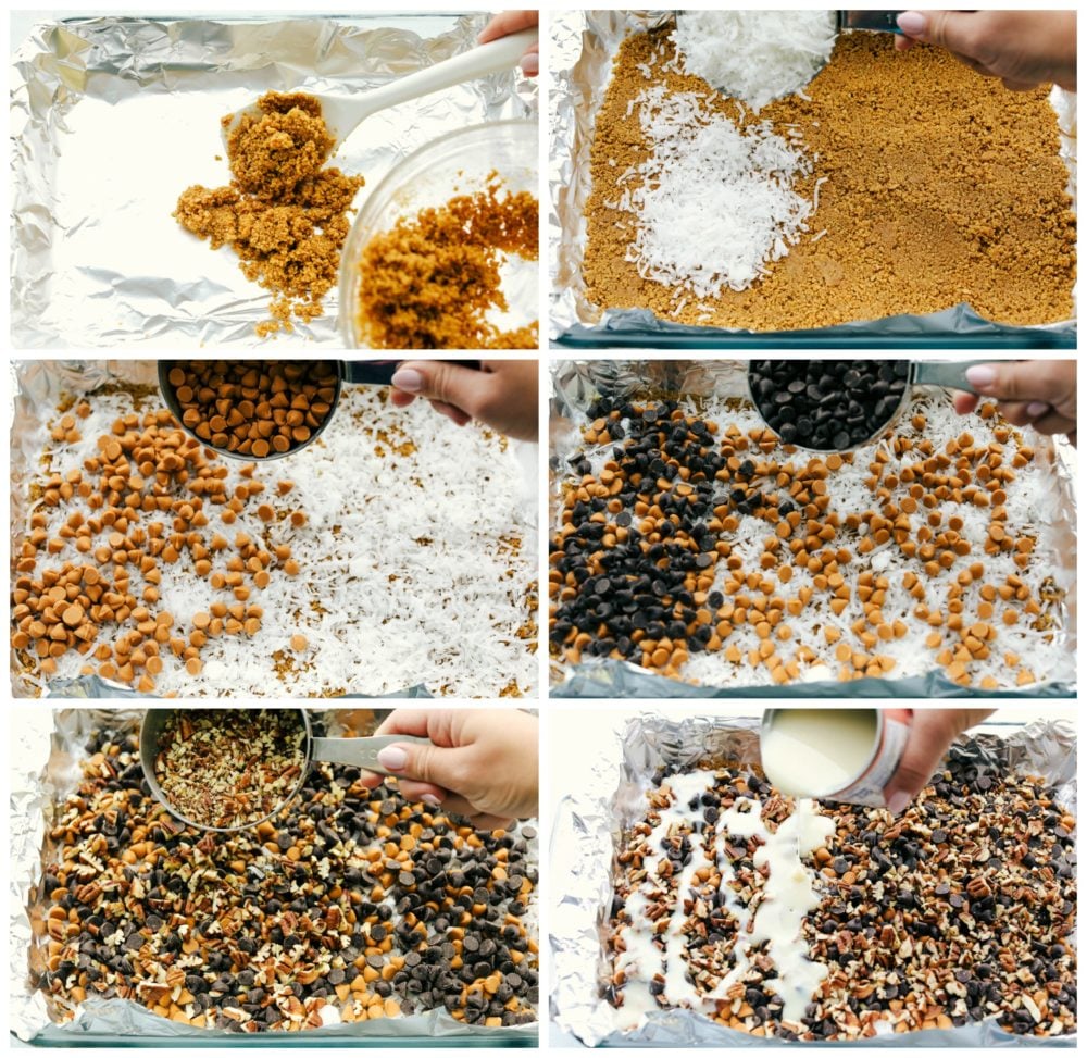 7 Layer Magic Bars are loaded with layers of rich flavors from coconut, pecans, butterscotch, and chocolate. You will be amazed how easy it is to create a bar this delicious where every single bite is ooey gooey perfection! Steps to make 7 layer bars.