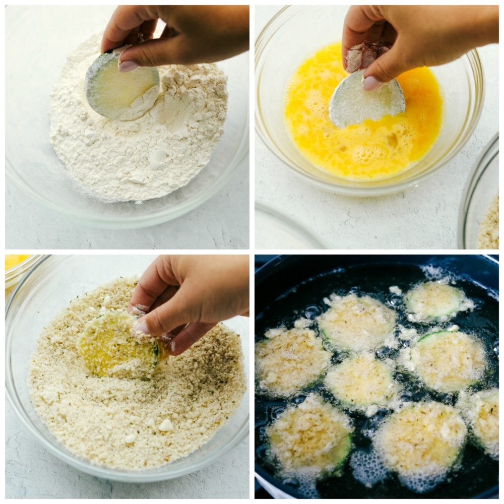 Crispy Parmesan Fried Zucchini is made with savory parmesan and panko coated zucchini bites. They will quickly become a favorite for an easy and crowd-pleasing snack, appetizer or side dish! Steps to make crispy parmesan fried zucchini.