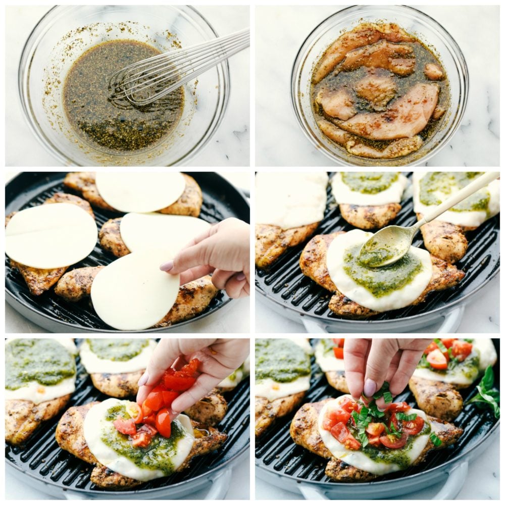 Chicken Margherita is tender and flavor packed grilled chicken that is smothered with mozzarella, pesto, and juicy cherry tomatoes. Liven up dinnertime with this restaurant quality meal that's quick and easy to make at home! Steps to make Chicken Margherita.