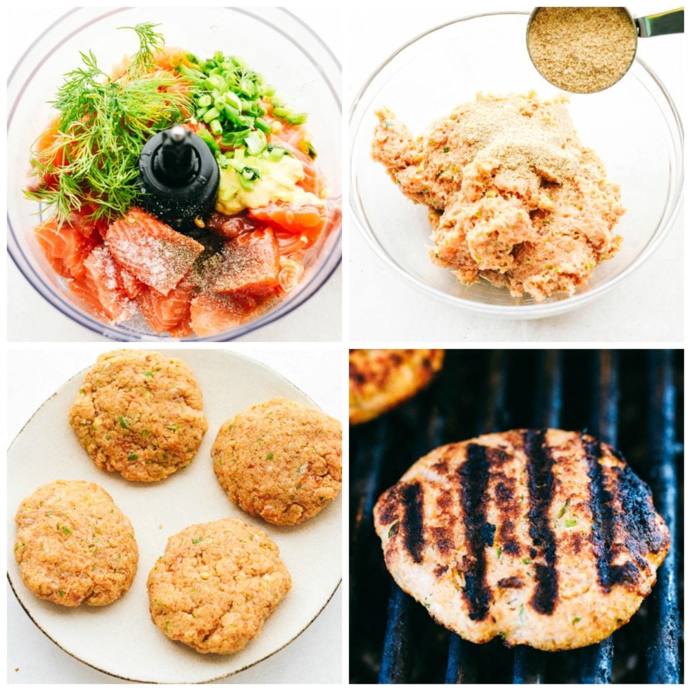 Salmon Burgers are light and tasty burgers that are easy to make ahead and enjoy all summer!ย The homemade salmon patty is flavorful and quick and easy to grill! Steps to make a Salmon burger.