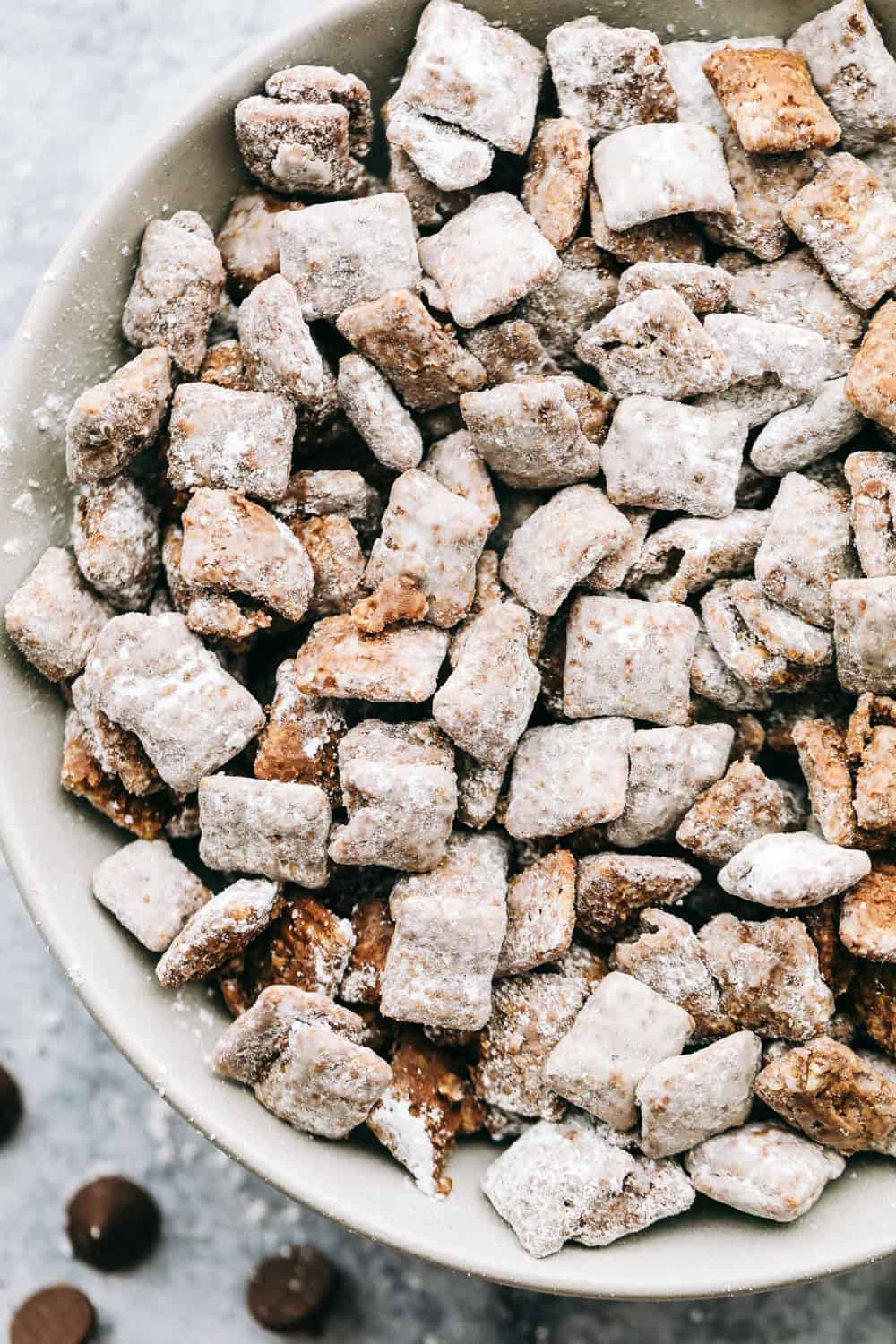 This quick and easy no bake sweet treat is a combination of cereal, chocolate and peanut butter and tossed in powdered sugar. It's snack attack perfection! Classic muddy buddies, is cereal mixed with chocolate, peanut butter and powdered sugar.