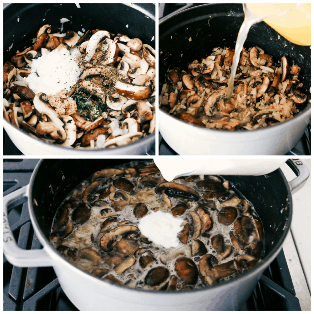 Cream of Mushroom Soup is a dreamy creamy soup full of delicately flavored sauteed mushrooms and herbs. If you love the taste of cream of mushroom soup, but can stand the canned version, this is for you! This is a fancy, thick, rich, restaurant worthy soup you can whip up at home in no time.ย Sauteing and making Cream of Mushroom Soup