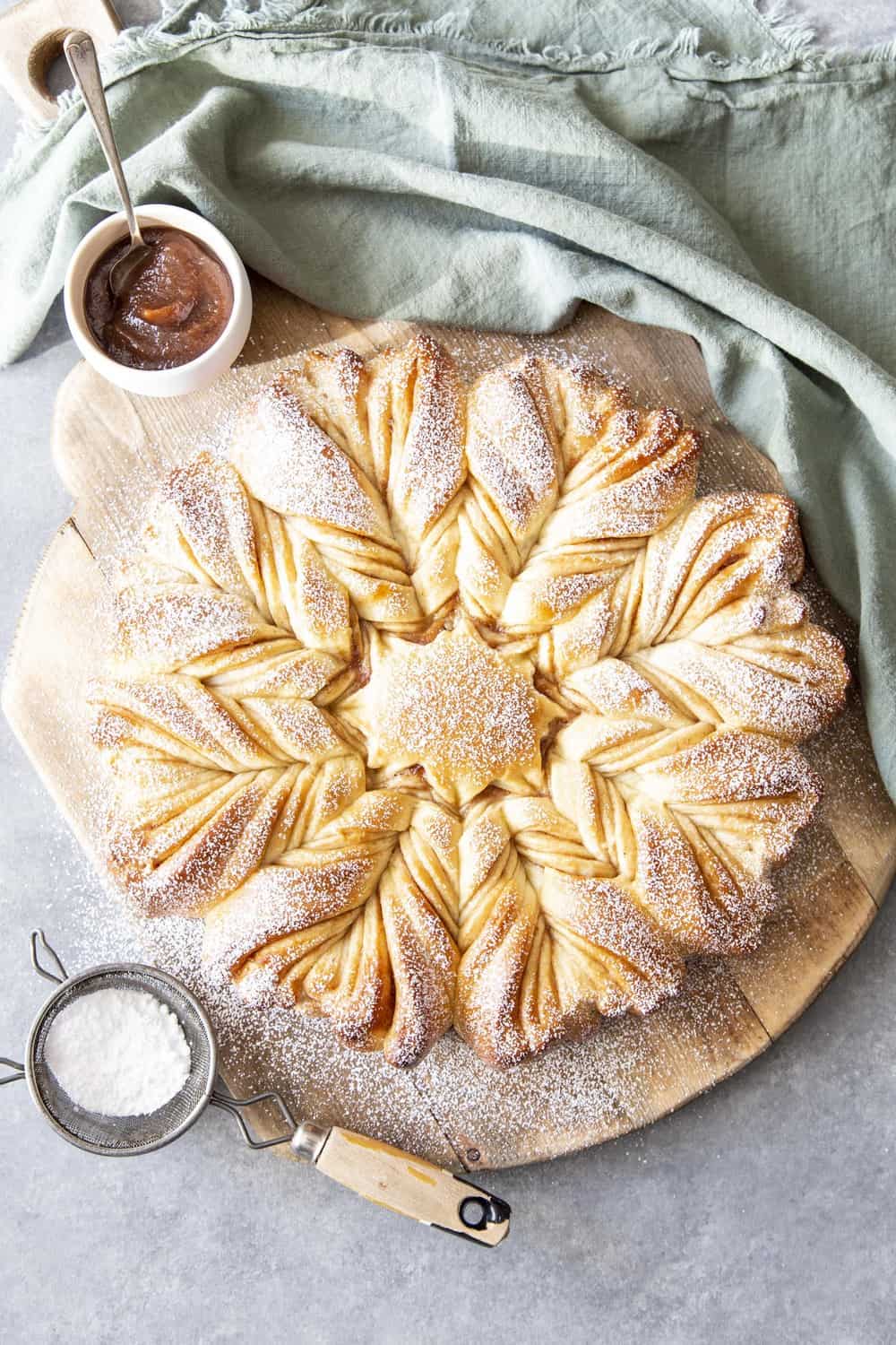 Star Bread is a visually stunning, decadent tasting sweet bread, that will be the talk of the table. Whether it's for the holidays or a special occasion this eye pleasing, mouth watering bread is the way to go. Decorative and tasty Star Bread