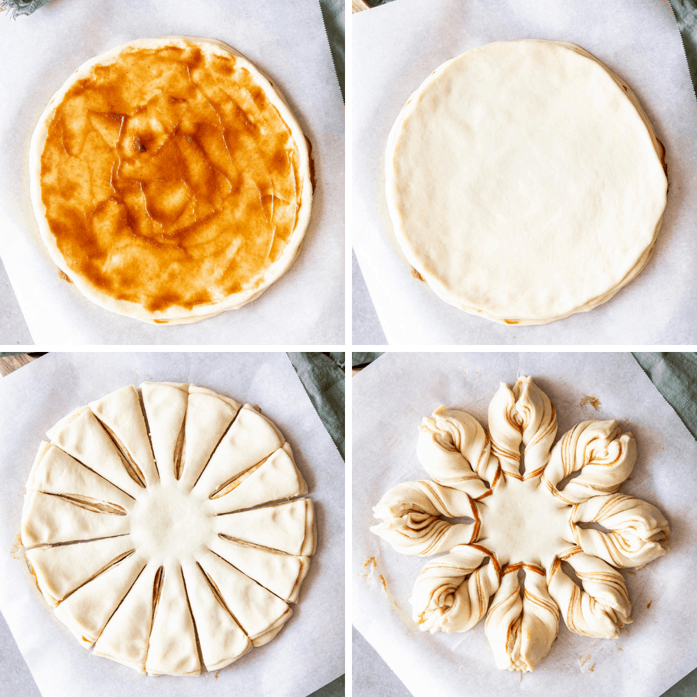 Star Bread is a visually stunning, decadent tasting sweet bread, that will be the talk of the table. Whether it's for the holidays or a special occasion this eye pleasing, mouth watering bread is the way to go. Making, layering and cutting Star Bread