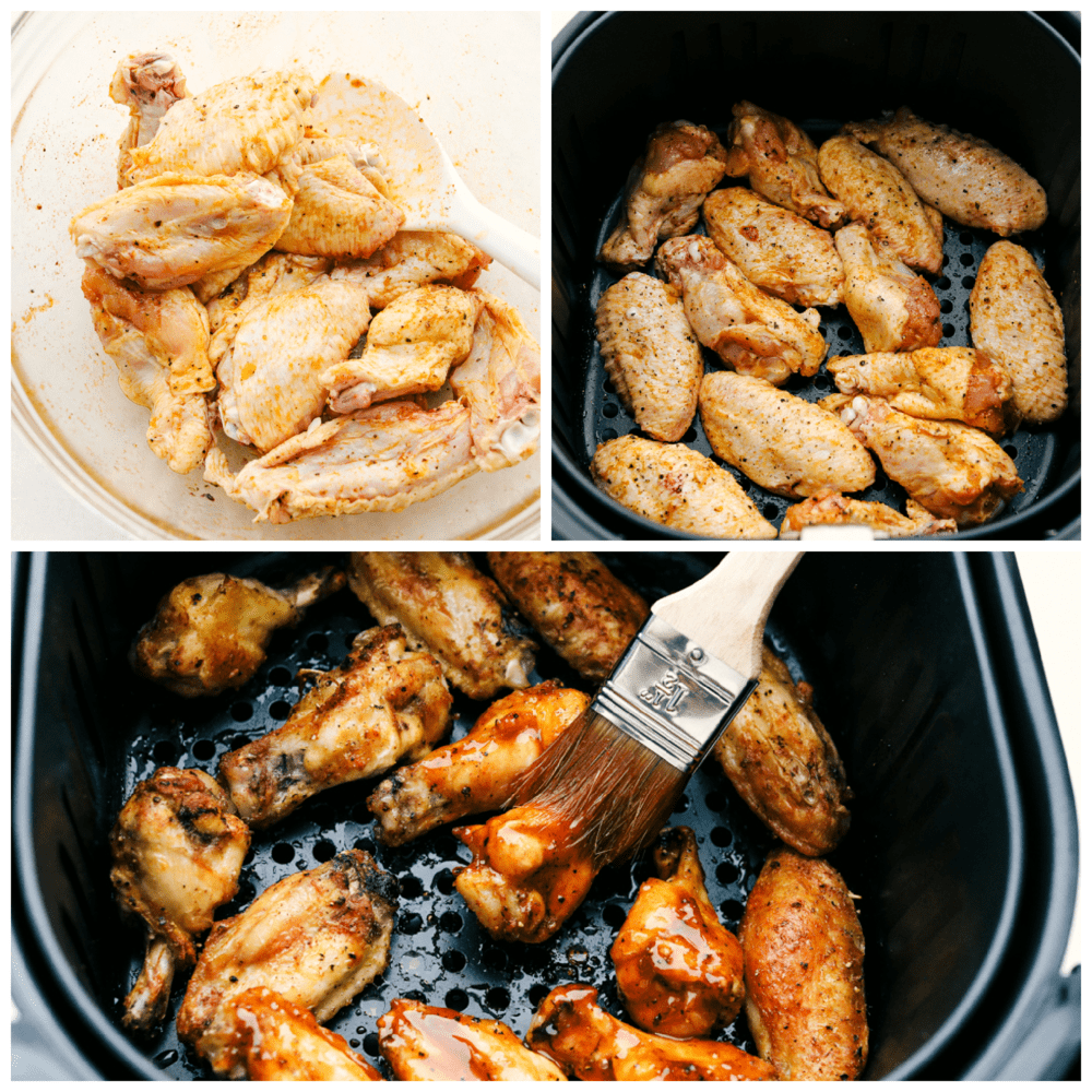 Crispy Air Fryer Chicken Wings are simply the best ever! Crispy on the outside, tender on the inside and with a smack of homemade buffalo sauce, they're finger lick'n good! Seasoning, air frying and basting perfect chicken wings.