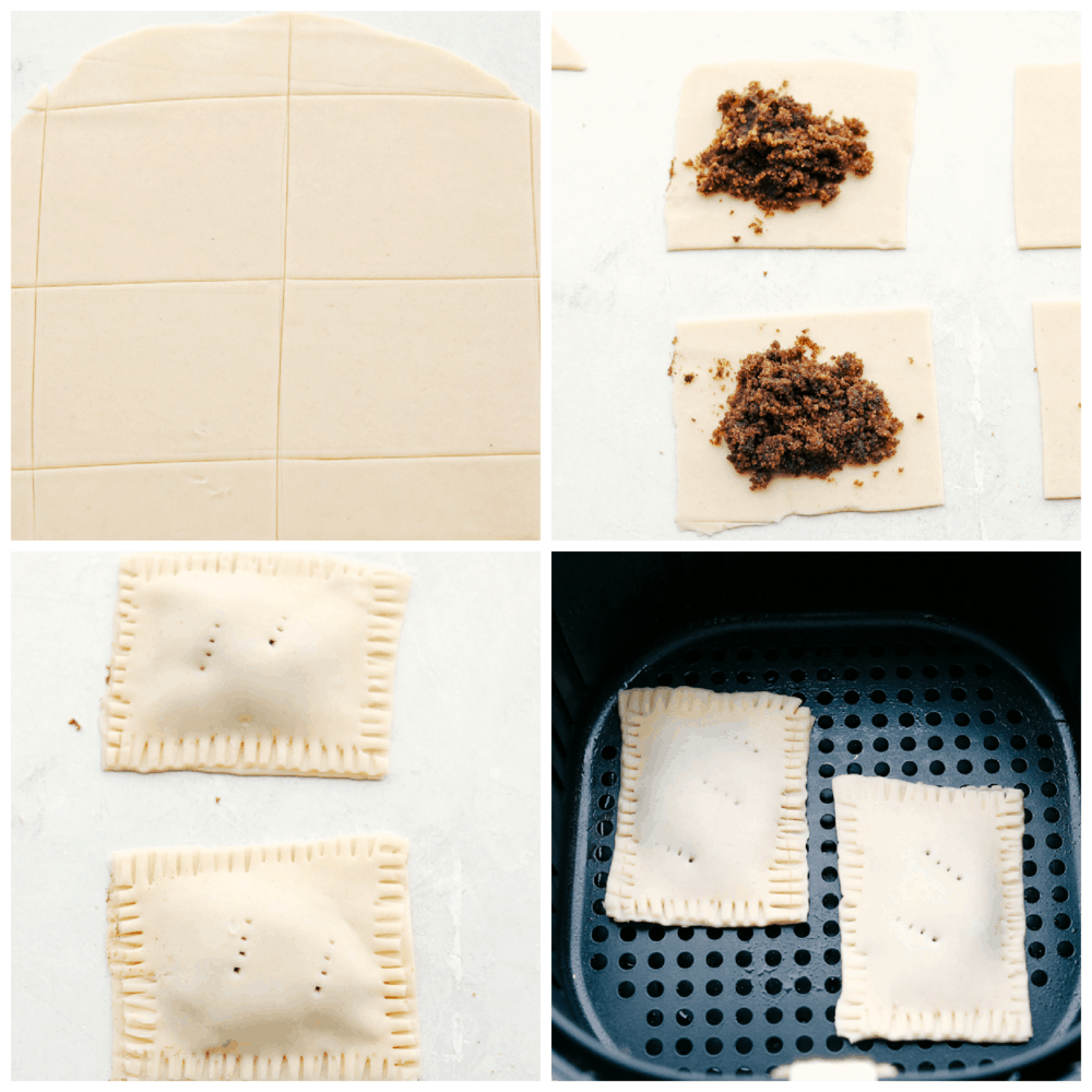 Make your kids excited to get out of bed with these Homemade Air Fryer Pop Tarts! These pop tarts have a crisp flakey crust with a tender sweet filling, and topped with frosting, of course! Pie dough, brown sugar filling and ready to bake air fryer pop tarts.