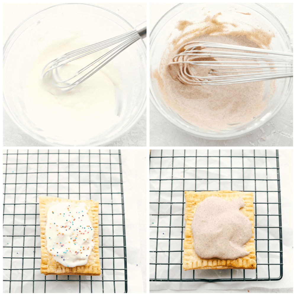 Make your kids excited to get out of bed with these Homemade Air Fryer Pop Tarts! These pop tarts have a crisp flakey crust with a tender sweet filling, and topped with frosting, of course! Making the frosting for homemade air fryer pop tarts.