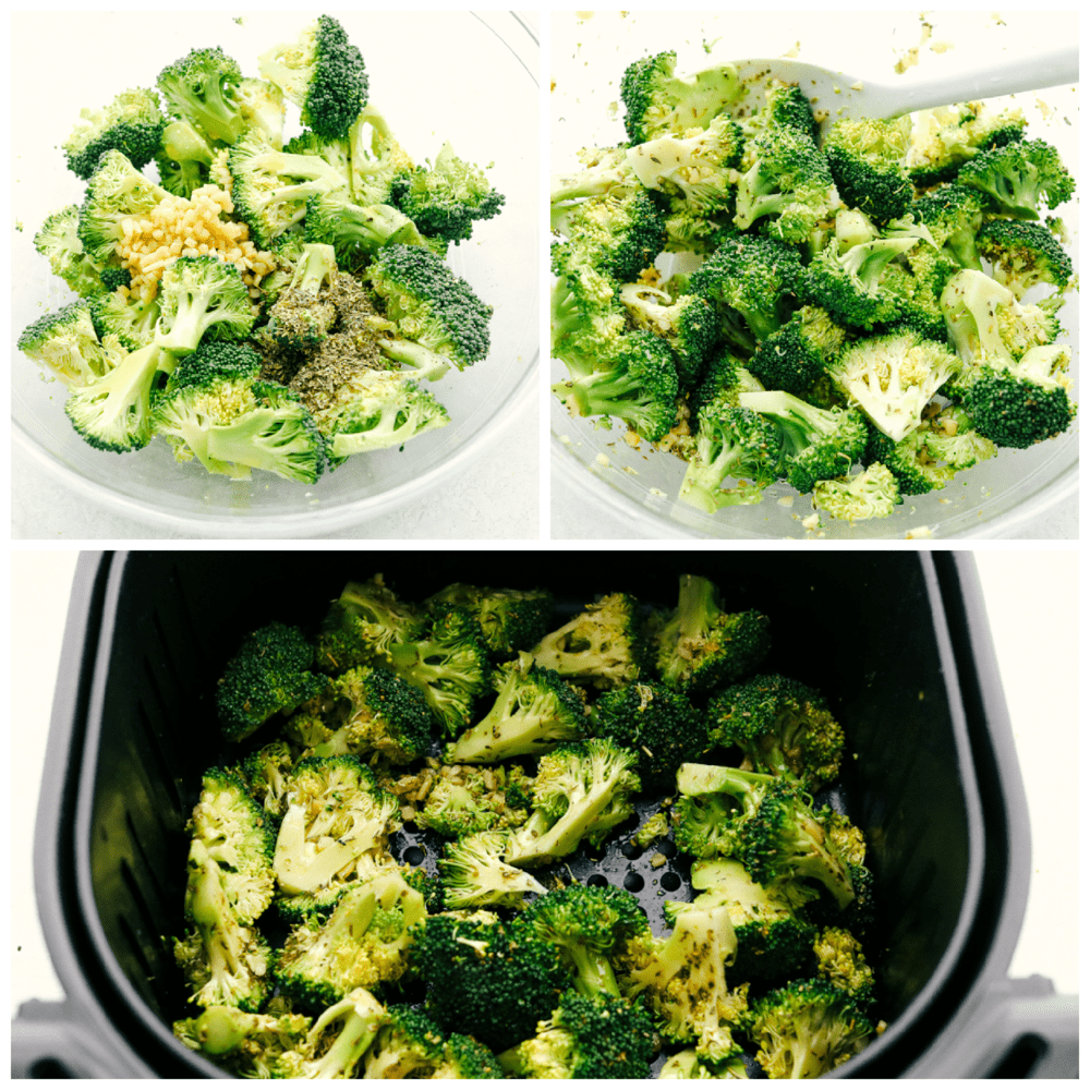 Crunchy yet tender this Air Fryer Roasted Garlic Broccoli is going to become a favorite side dish. Super quick and easy this is the best way to cook broccoli guaranteed! Seasoning, stirring and roasting broccoli in the air fryer.