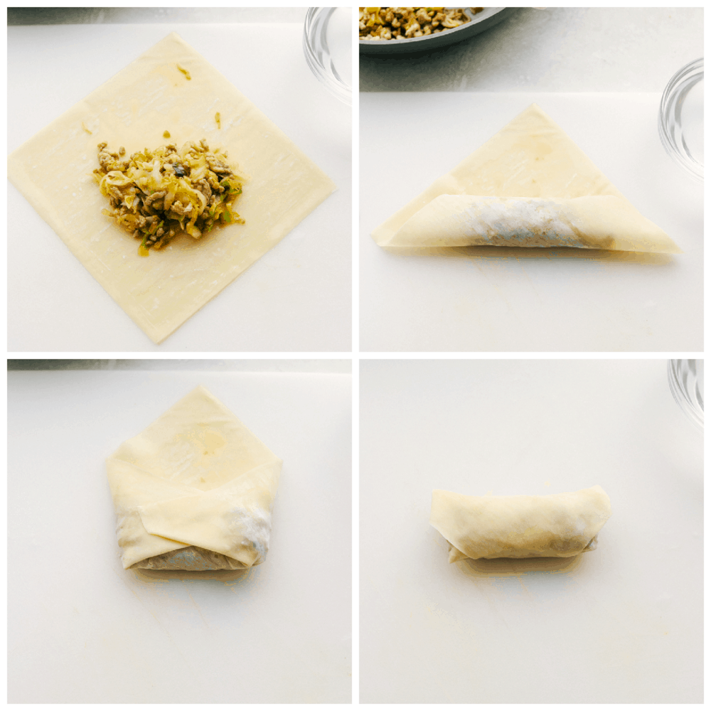 Egg Roll lovers, this Crispy Air Fryer Egg Roll Recipe is for you! Crispy, crunchy outside, tender filling inside, without the extra fat of frying or drying out from oven cooking. These are what you have been waiting for! Step by step rolling illustrations of rolling egg rolls in egg roll wrappers.