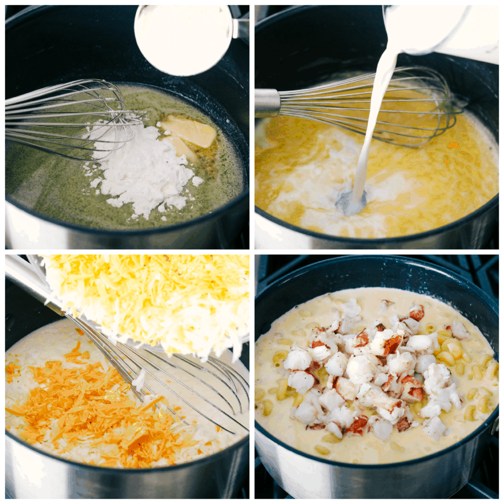 It's ooey and gooey, full of cheese and decadent rich lobster, this truly is an Incredible Lobster Mac and Cheese. Perfect for a special night or occasion, it's a macaroni and cheese that's sure to impress. Making the roux, adding the cheese and lobster to the cheese sauce.