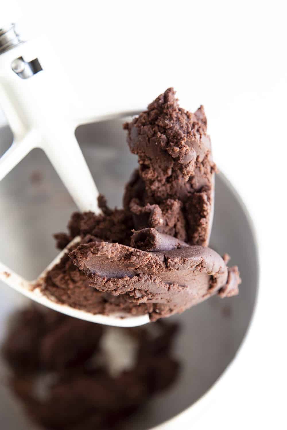 These Thin Mints are way better than the popular boxed version! Perfectly crispy chocolaty cookies are sweetened with just the right amount of mint! Making the chocolate cookie dough.