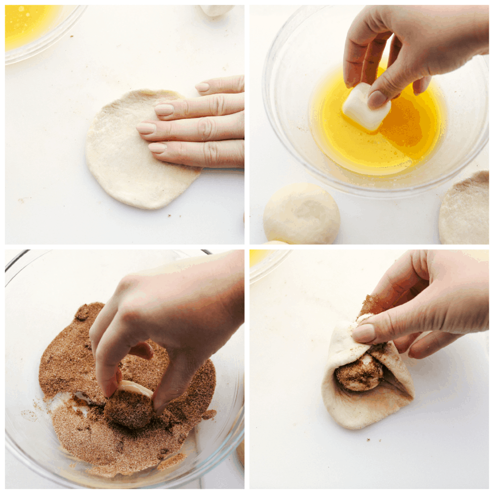Empty Tomb Rolls are the perfect treat for Easter. Whether you have them for breakfast, brunch or dessert, they will be a huge hit! Spreading out the dough, dipping the marshmallow in seasonings and wrapping it in the dough.