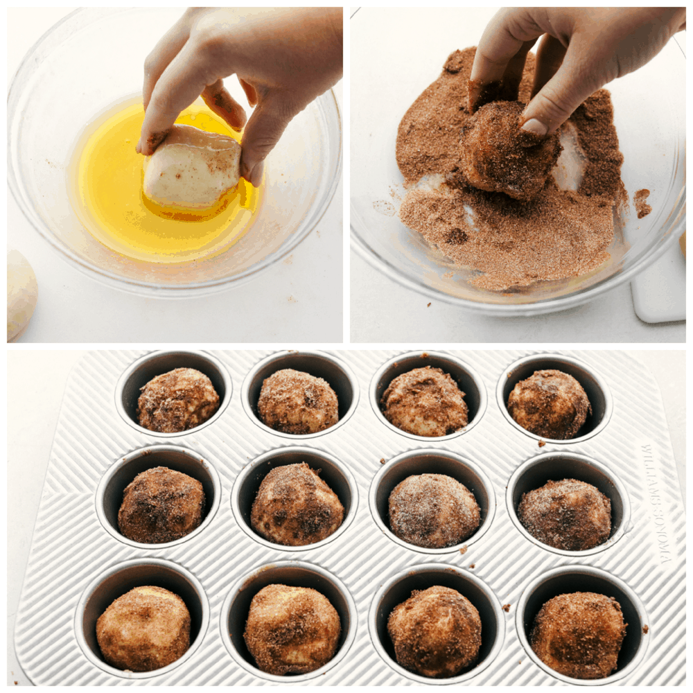 Empty Tomb Rolls are the perfect treat for Easter. Whether you have them for breakfast, brunch or dessert, they will be a huge hit! Dipping the roll in butter and cinnamon sugar and placing in muffin tin.