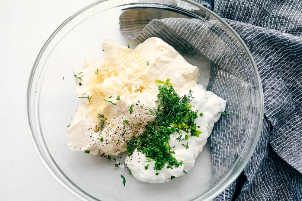 This Veggie Dip is easy, quick and the yummiest dip! This creamy, full of flavor dip is the perfect way to get your kids to eat their vegetables! The ingredients for vegetable dip.