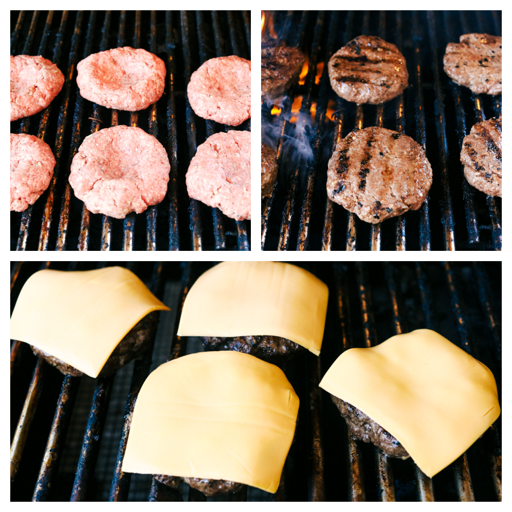 Grilled Beef Burgers are one of the most amazing things you can sink your teeth into, especially when they are done right! Be prepared, because these will be the best burgers you have ever had! Grilling the burgers, flipping them and placing the cheese on top.