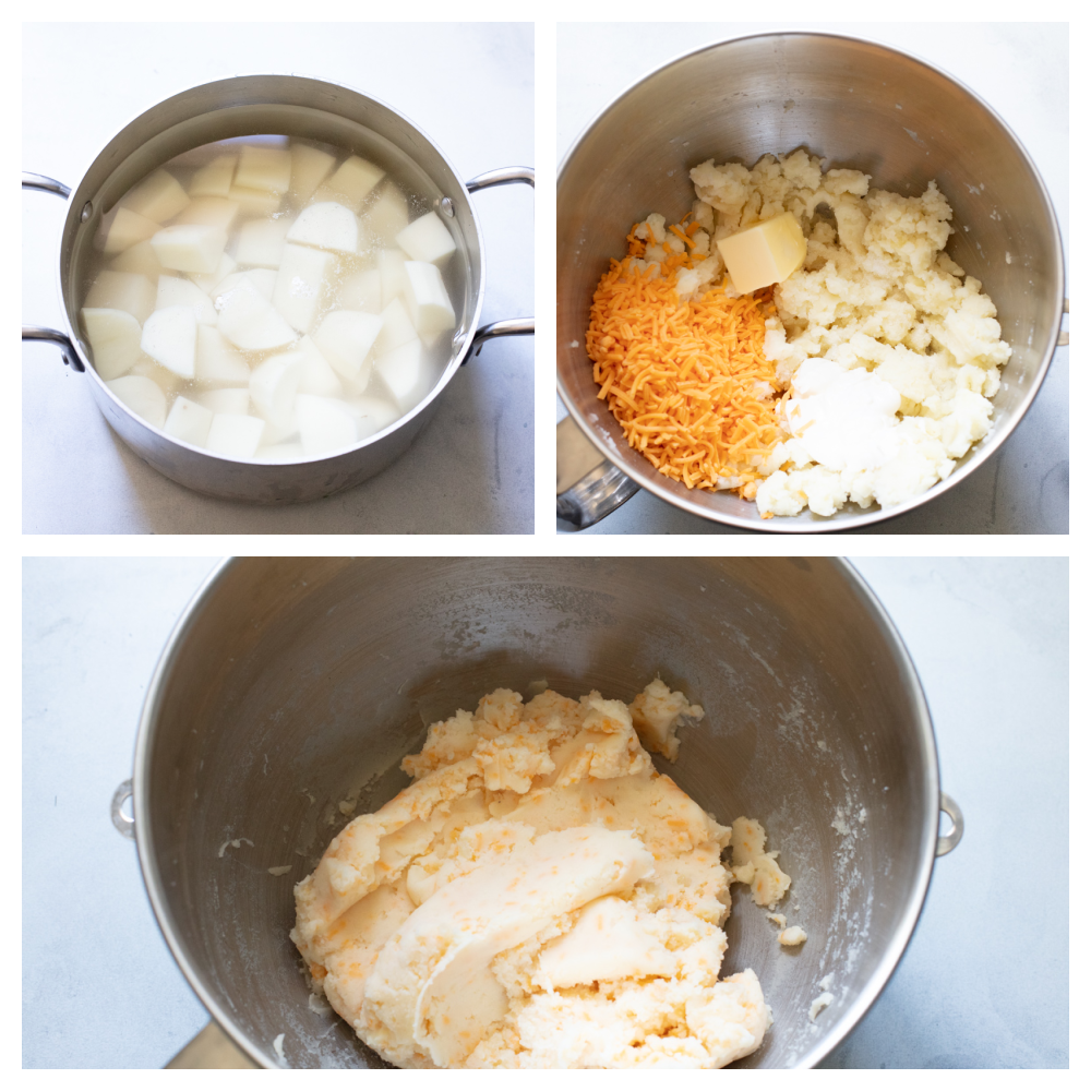 Pierogi are delightful dumplings stuffed with potatoes and cheese. These are traditional Polish dumpling that puts a whole new meaning to comfort food! Making the filling for potato and cheesy filled pierogi.