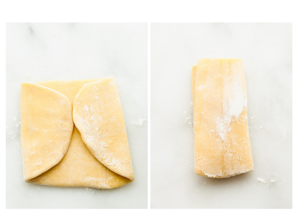 Homemade pasta is a labor of love but it is totally worth the extra work. This pasta is simple and easy, it just takes a bit of time Folding the dough to get a good rectangle shape.