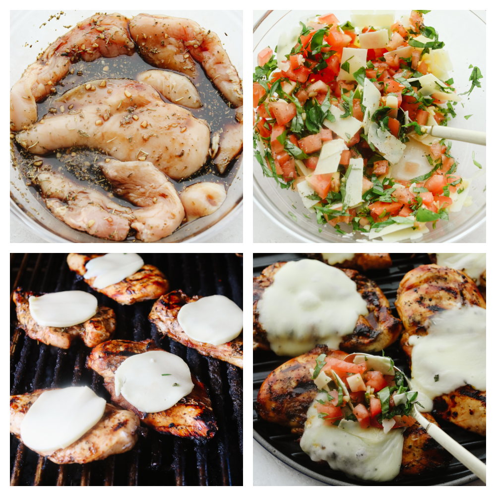 Bruschetta Chicken is a delicious, low-carb meal that packs big, mouthwatering flavor. With fresh vegetables, garlic, a sticky-sweet balsamic glaze, and homemade Italian Seasoning, this will be your new go-to lunch. The process of making bruschetta chicken.