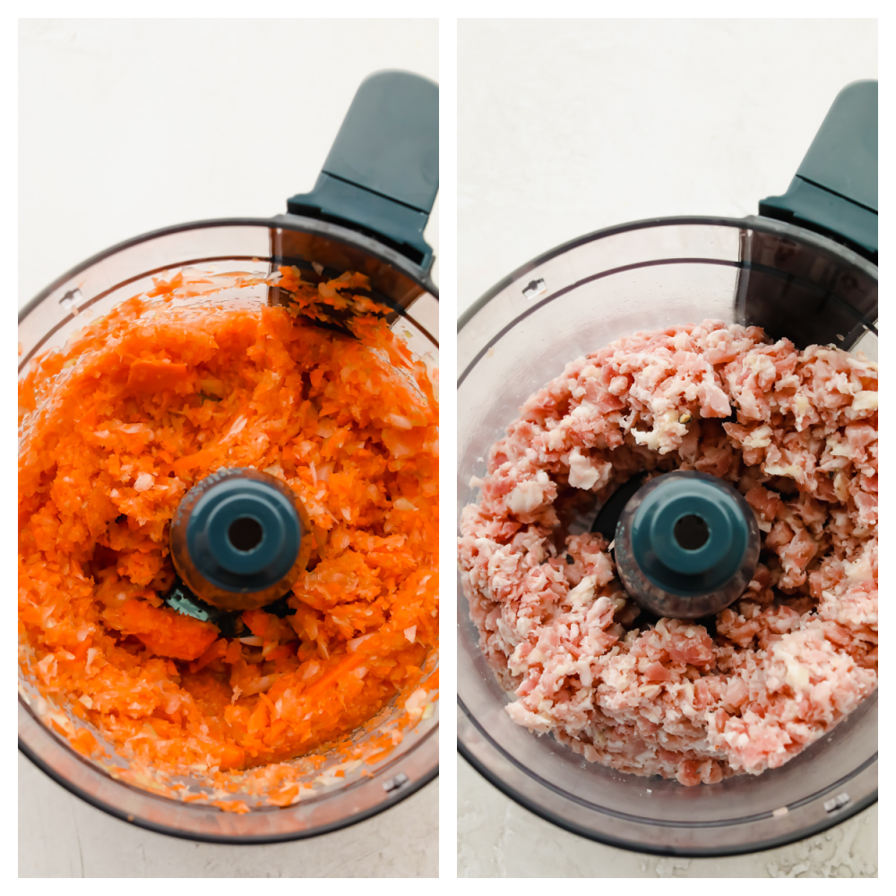 Bolognese sauce is heavenly and boy is the texture is something to write home about! With some love and patience, this sauce will turn out to be a work of art and TOTALLY worth the time you put into it!! 2 pictures of chopped up vegetables and meat.