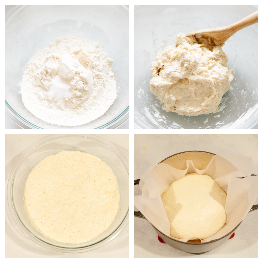 This amazing artisan no-knead bread recipe will make you feel like a rock-star baker! It has a perfectly crispy crust with a soft and chewy texture on the inside. Plus, it couldn't be easier to make from home! 4 step by step pictures showing how to make bread dough.