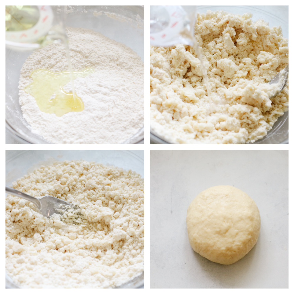 These homemade tortillas not only taste amazing but they are simple and easy to make. They will knock your socks off and take any recipe to the next level! 4 pictures showing how to mix the dough.
