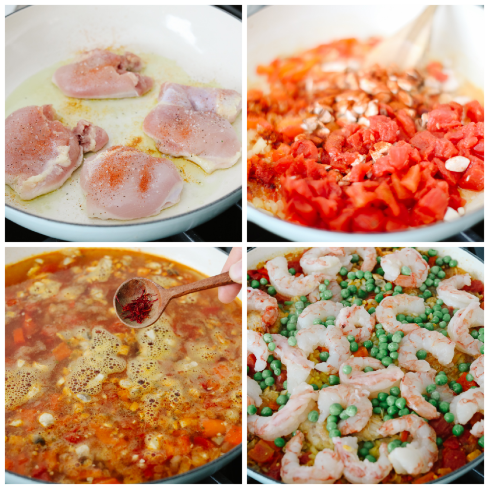 This chicken and shrimp paella is the perfect comfort food! Rich in flavor, this paella is so delicious that you won't be able to stop yourself from coming back for seconds! The process of cooking chicken and shrimp paella.