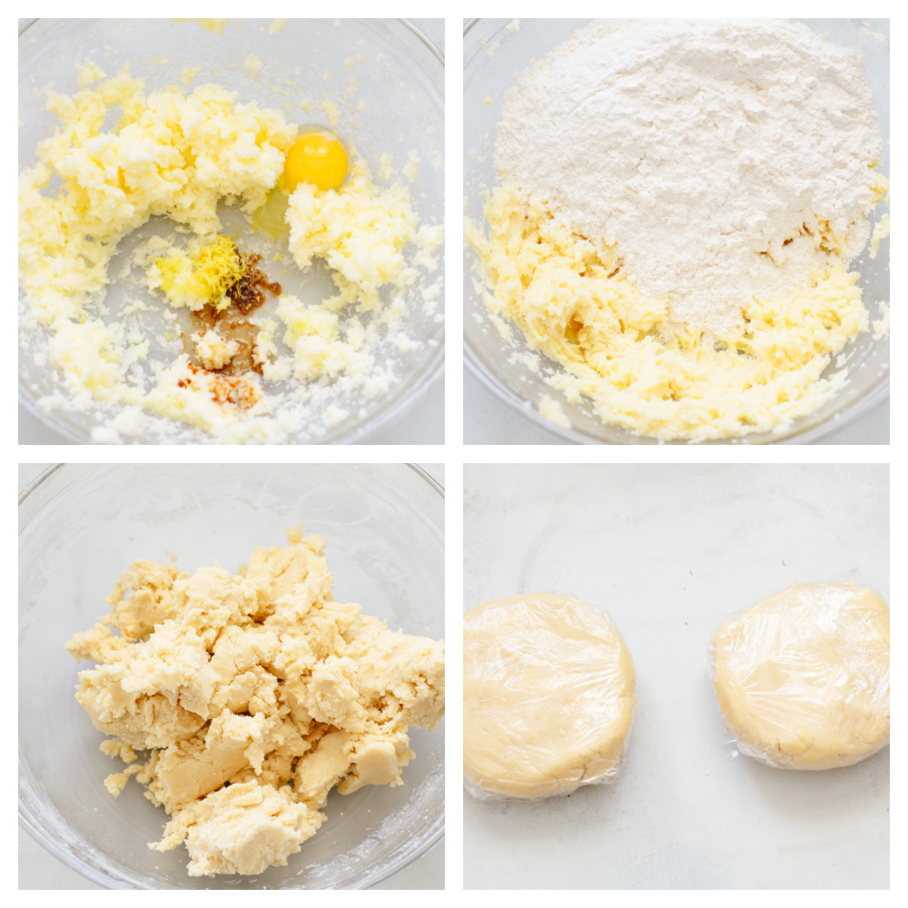 Forget buying these at the store... These circus animal cookies are way better when you make them at home! They are so delicious and bite-sized that they make the perfect treat for anyone, young and old! 4 pictures showing how the dough is mixed up in a bowl and formed into a ball.