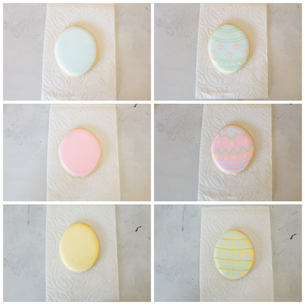 These fun and festive Easter egg cookies are the best dessert for Spring! The cookie base is sweet, soft, and buttery, topped with beautiful pastel royal icing as a colorful finishing touch! 3 different ways to design Easter egg sugar cookies.
