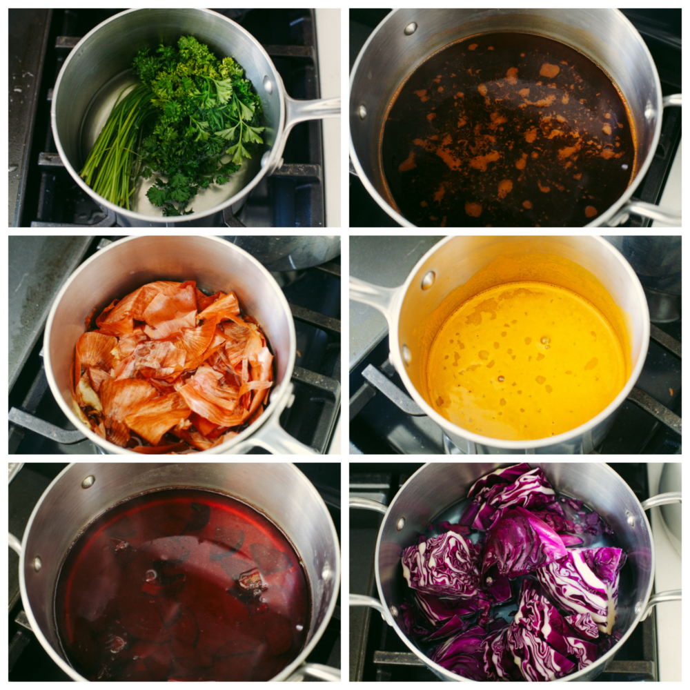 These naturally dyed Easter eggs are such a fun activity for the family! It's amazing to see what colors you can create with basic vegetables and spices! Boiling vegetables and spices to create dye.