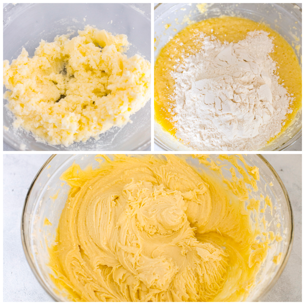 This is a classic recipe that really IS the perfect pound cake! There is something about this exact mix of these simple pantry staple ingredients that results in a velvety smooth and perfectly dense and tender cake. Process photos showing how to mix the butter, add other ingredients, and the finished batter.